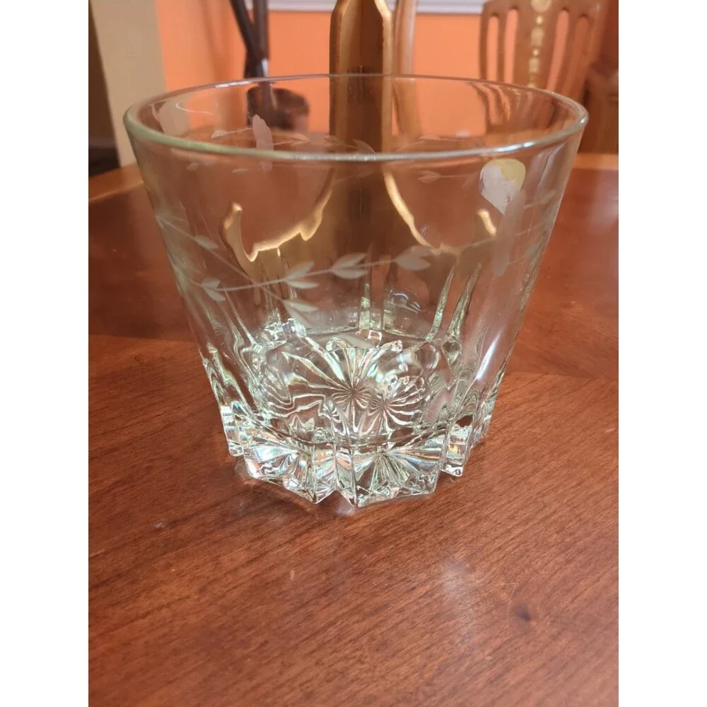 Vintage Heavy PRINCESS HOUSE 1980's Crystal Ice Bucket Heritage Etched Pattern.